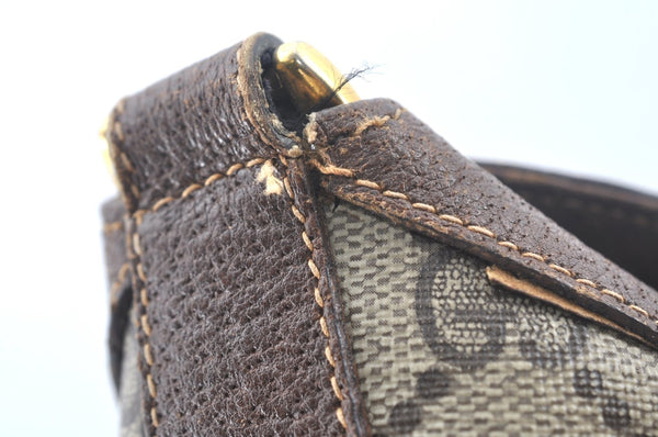 Authentic GUCCI Web Sherry Line Shoulder Cross Bag GG PVC Leather Brown K9992