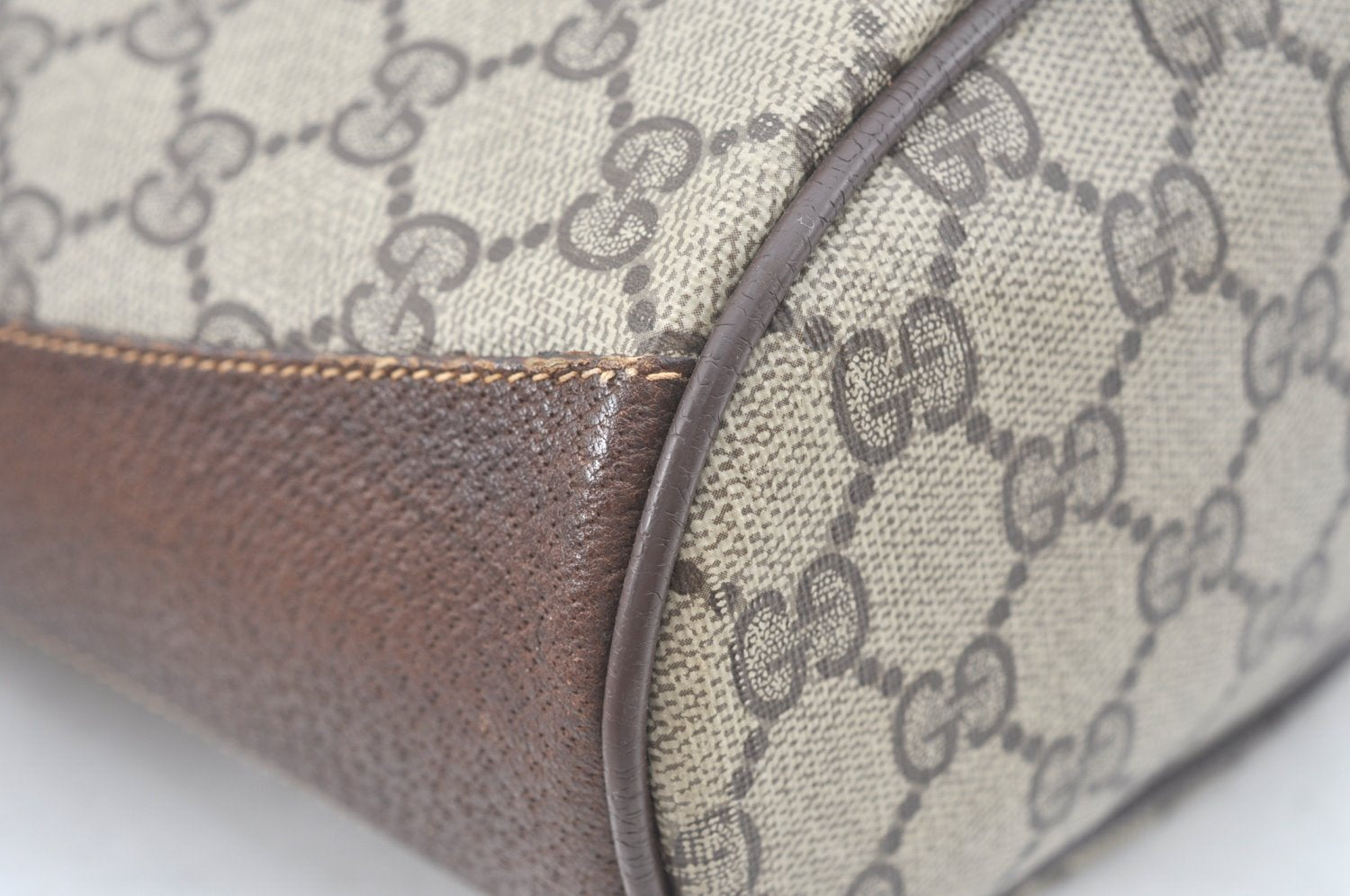 Authentic GUCCI Web Sherry Line Shoulder Cross Bag GG PVC Leather Brown K9992
