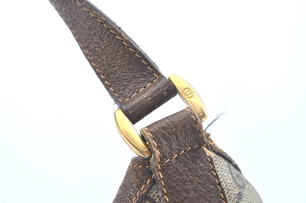 Authentic GUCCI Web Sherry Line Shoulder Cross Bag GG PVC Leather Brown K9992