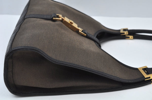 Authentic GUCCI Jackie Shoulder Hand Bag Canvas Leather Black K9993