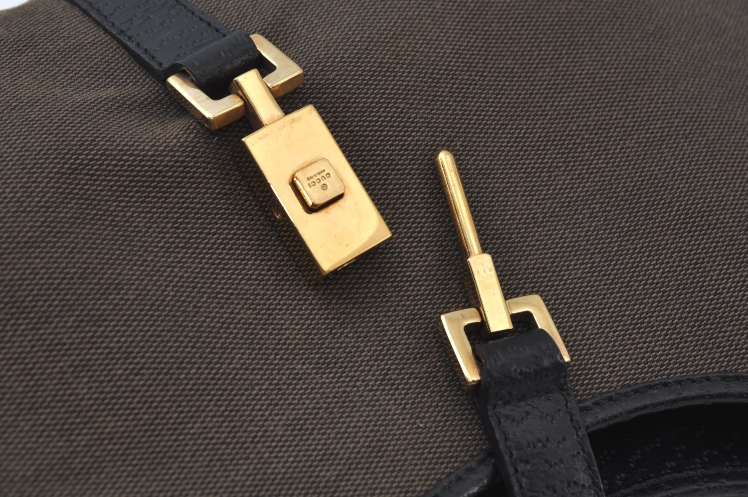 Authentic GUCCI Jackie Shoulder Hand Bag Canvas Leather Black K9993