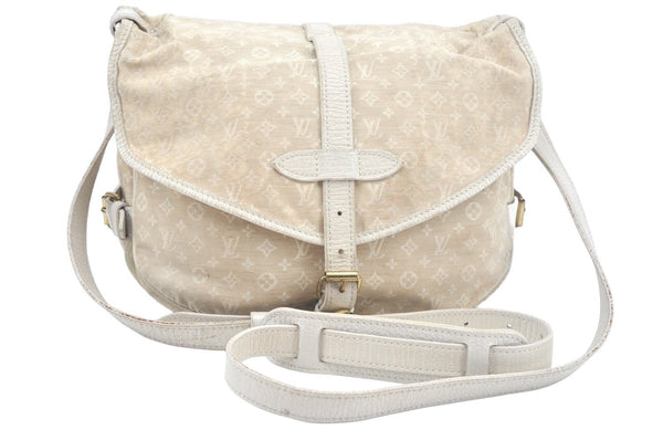 Auth Louis Vuitton Monogram Mini Lin Saumur 30 Hand Bag White M95314 LV K9997