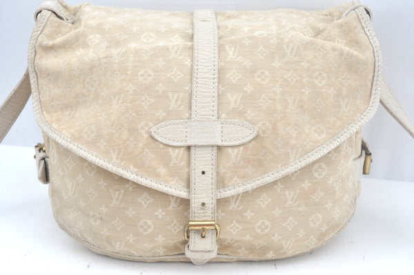 Auth Louis Vuitton Monogram Mini Lin Saumur 30 Hand Bag White M95314 LV K9997