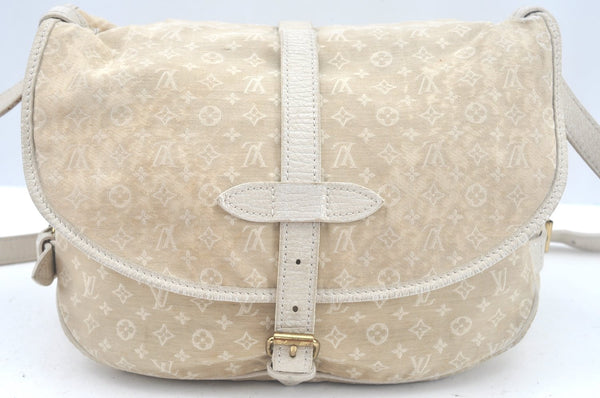Auth Louis Vuitton Monogram Mini Lin Saumur 30 Hand Bag White M95314 LV K9997