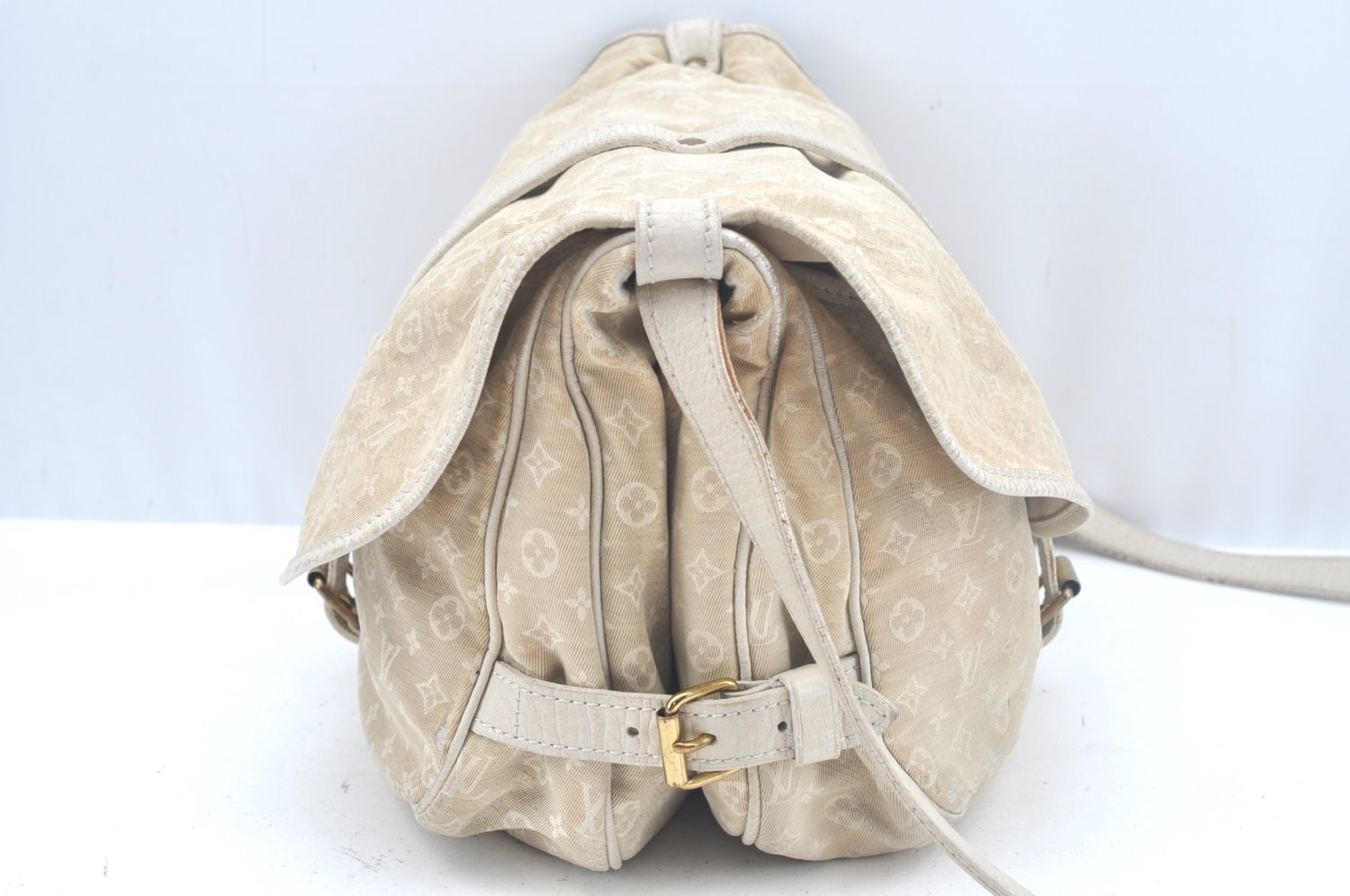 Auth Louis Vuitton Monogram Mini Lin Saumur 30 Hand Bag White M95314 LV K9997