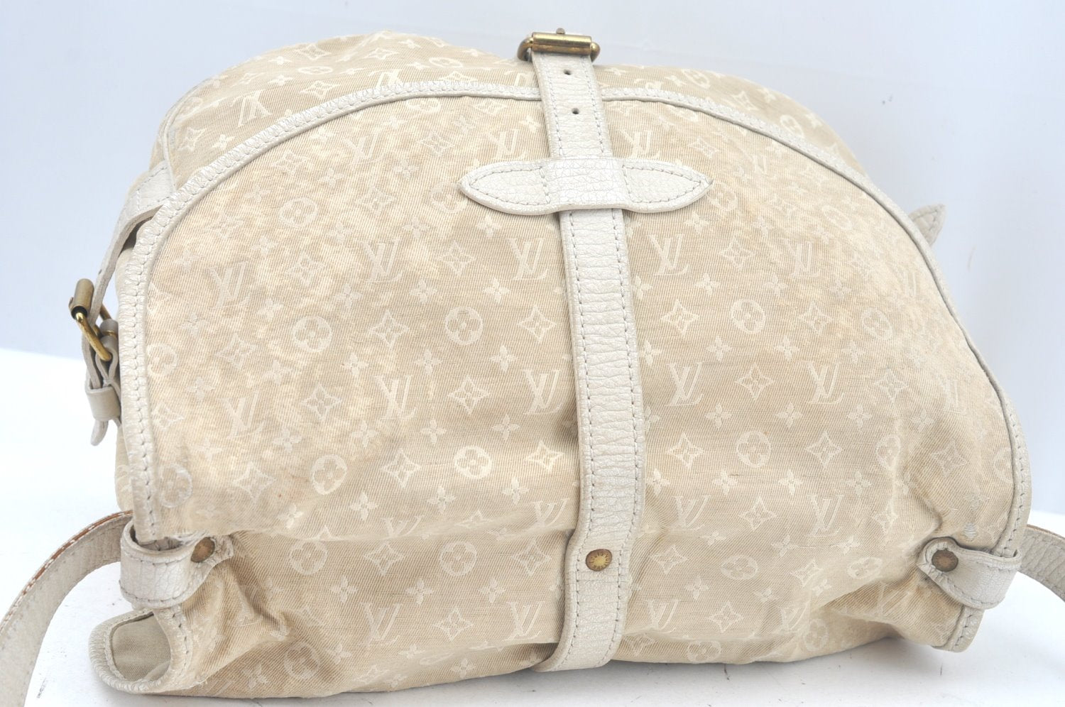 Auth Louis Vuitton Monogram Mini Lin Saumur 30 Hand Bag White M95314 LV K9997