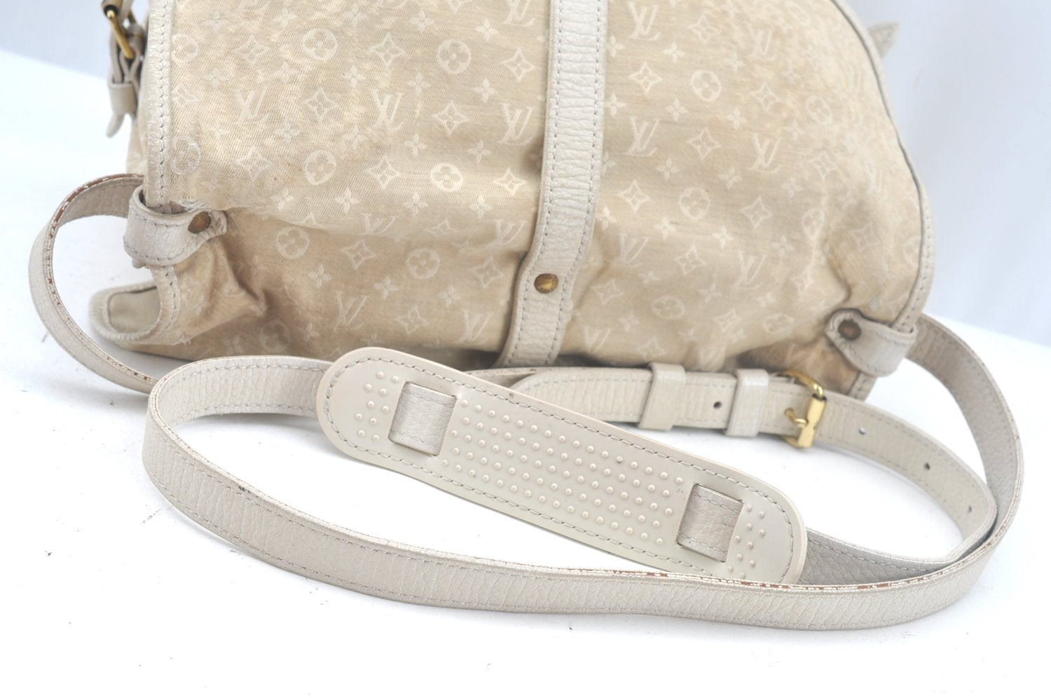 Auth Louis Vuitton Monogram Mini Lin Saumur 30 Hand Bag White M95314 LV K9997