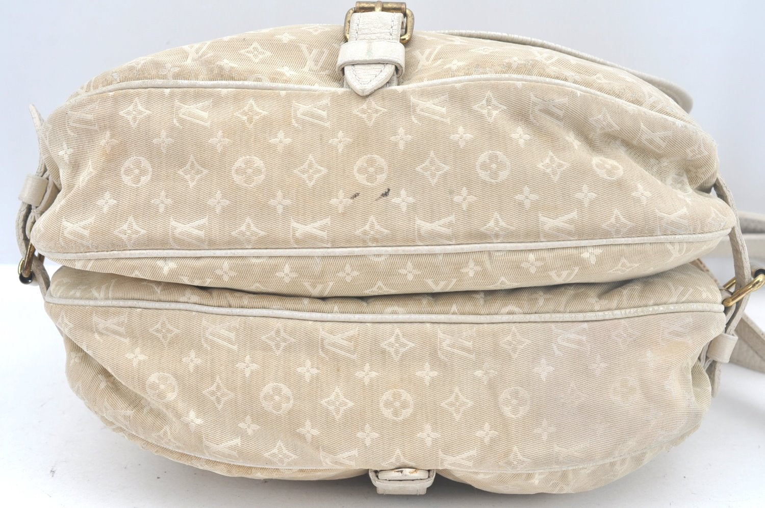 Auth Louis Vuitton Monogram Mini Lin Saumur 30 Hand Bag White M95314 LV K9997