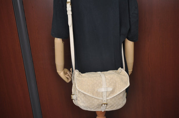 Auth Louis Vuitton Monogram Mini Lin Saumur 30 Hand Bag White M95314 LV K9997