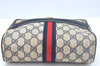 Authentic GUCCI Sherry Line Clutch Hand Bag Purse GG PVC Leather Navy Blue L0003