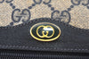 Authentic GUCCI Sherry Line Clutch Hand Bag Purse GG PVC Leather Navy Blue L0003