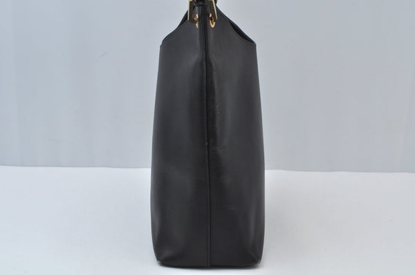 Authentic GUCCI Bamboo Vintage Shoulder Bag Leather Black L0004