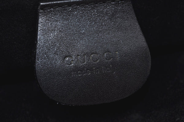 Authentic GUCCI Bamboo Vintage Shoulder Bag Leather Black L0004