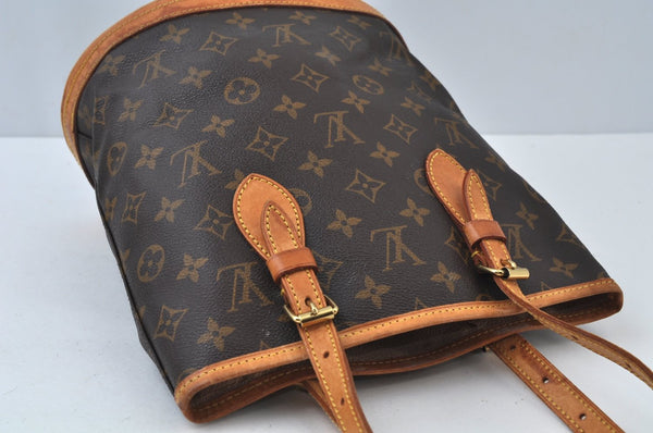 Authentic Louis Vuitton Monogram Bucket PM Shoulder Tote Bag M42238 Junk L0006