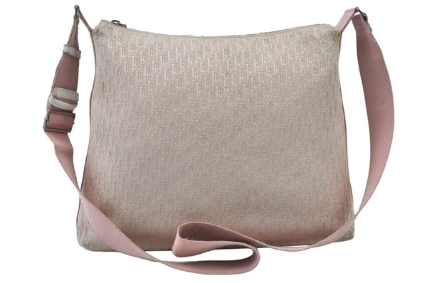 Authentic Christian Dior Trotter Shoulder Cross Body Bag Canvas Pink L0008