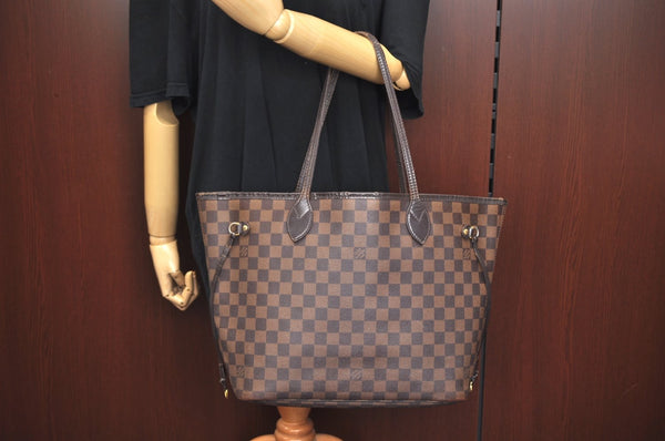 Authentic Louis Vuitton Damier Neverfull MM Shoulder Tote Bag N51105 LV L0009