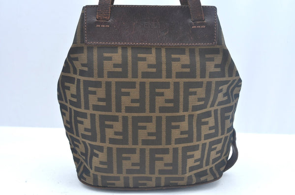 Authentic FENDI Zucca Hand Tote Bag Canvas Brown L0010