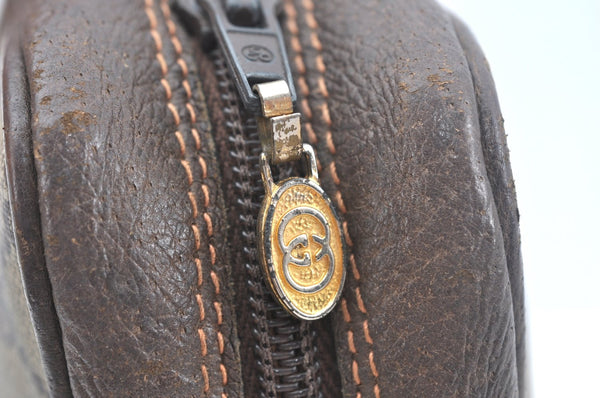 Authentic GUCCI Web Sherry Line Clutch Hand Bag Purse GG PVC Leather Brown L0013