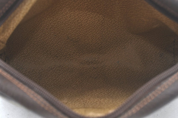 Authentic GUCCI Web Sherry Line Clutch Hand Bag Purse GG PVC Leather Brown L0013