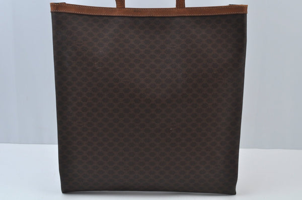 Authentic CELINE Macadam Blason Shoulder Tote Bag PVC Leather Brown L0014