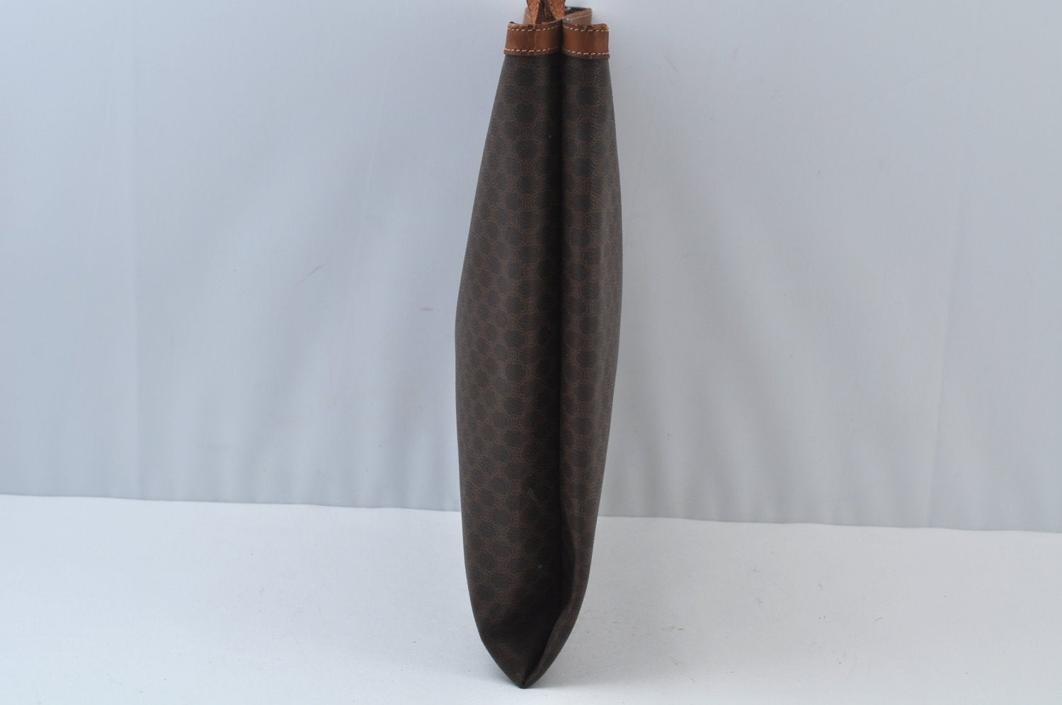Authentic CELINE Macadam Blason Shoulder Tote Bag PVC Leather Brown L0014