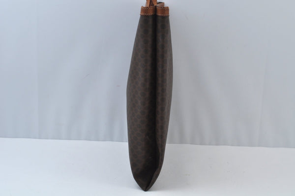 Authentic CELINE Macadam Blason Shoulder Tote Bag PVC Leather Brown L0014