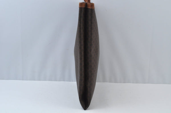 Authentic CELINE Macadam Blason Shoulder Tote Bag PVC Leather Brown L0014