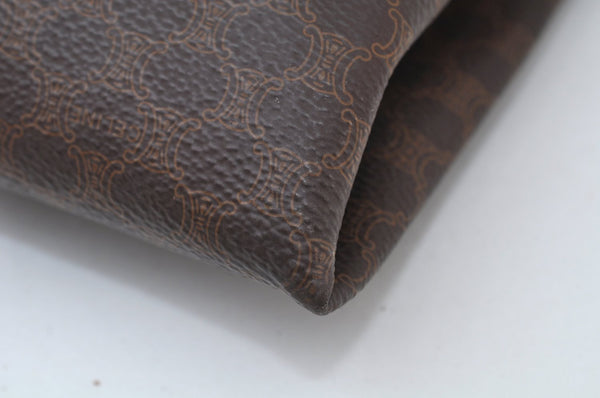 Authentic CELINE Macadam Blason Shoulder Tote Bag PVC Leather Brown L0014