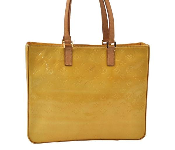 Authentic Louis Vuitton Vernis Columbus Shoulder Tote Bag Yellow M91047 LV L0017