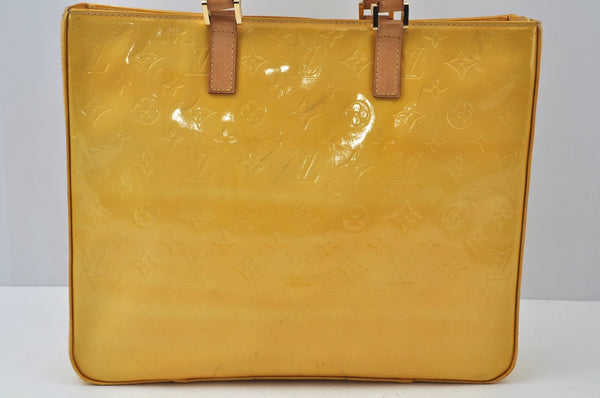 Authentic Louis Vuitton Vernis Columbus Shoulder Tote Bag Yellow M91047 LV L0017