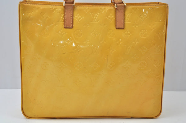 Authentic Louis Vuitton Vernis Columbus Shoulder Tote Bag Yellow M91047 LV L0017
