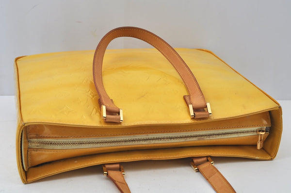 Authentic Louis Vuitton Vernis Columbus Shoulder Tote Bag Yellow M91047 LV L0017