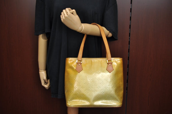 Authentic Louis Vuitton Vernis Houston Shoulder Hand Bag Yellow M91053 LV L0018