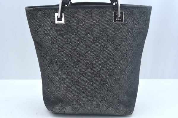 Authentic GUCCI Vintage Shoulder Tote Bag GG Canvas Leather 31244 Black L0022