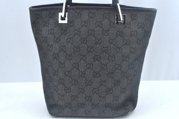 Authentic GUCCI Vintage Shoulder Tote Bag GG Canvas Leather 31244 Black L0022