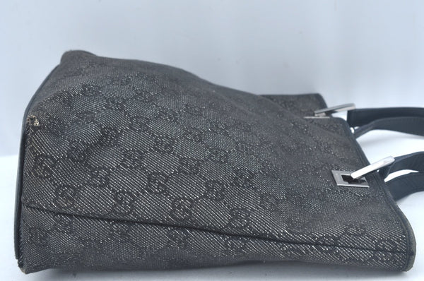 Authentic GUCCI Vintage Shoulder Tote Bag GG Canvas Leather 31244 Black L0022