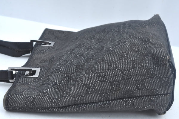Authentic GUCCI Vintage Shoulder Tote Bag GG Canvas Leather 31244 Black L0022