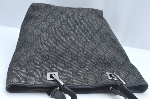Authentic GUCCI Vintage Shoulder Tote Bag GG Canvas Leather 31244 Black L0022