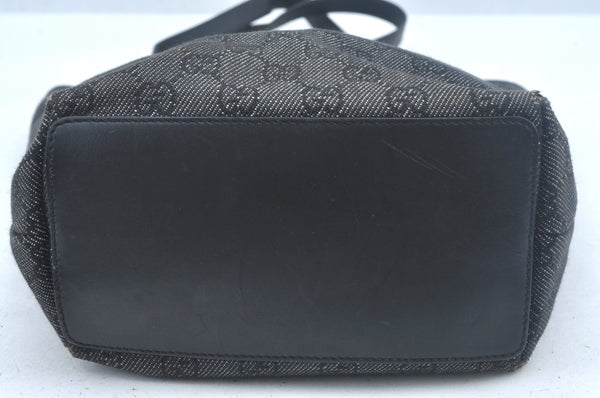 Authentic GUCCI Vintage Shoulder Tote Bag GG Canvas Leather 31244 Black L0022