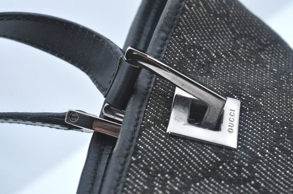 Authentic GUCCI Vintage Shoulder Tote Bag GG Canvas Leather 31244 Black L0022