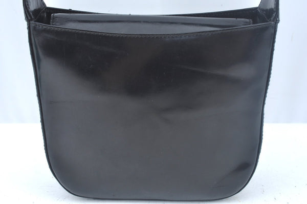 Authentic GUCCI Hand Bag Purse Enamel Black L0027