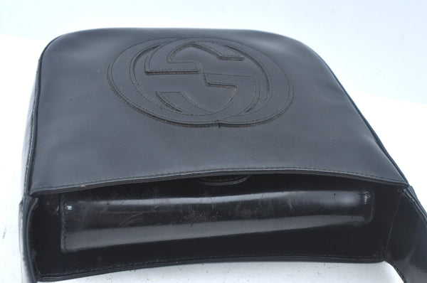 Authentic GUCCI Hand Bag Purse Enamel Black L0027