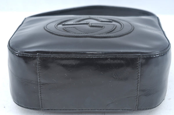 Authentic GUCCI Hand Bag Purse Enamel Black L0027