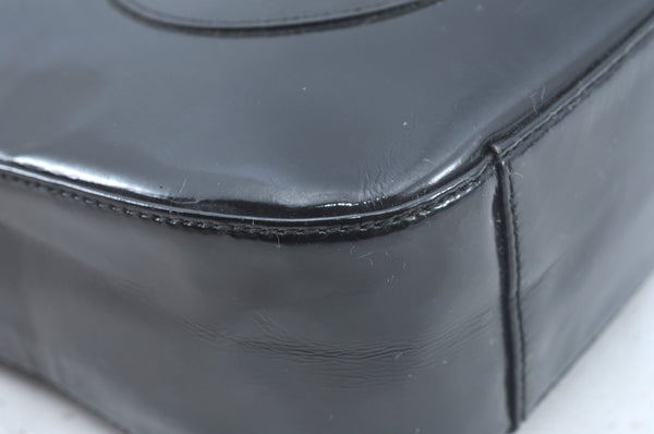 Authentic GUCCI Hand Bag Purse Enamel Black L0027