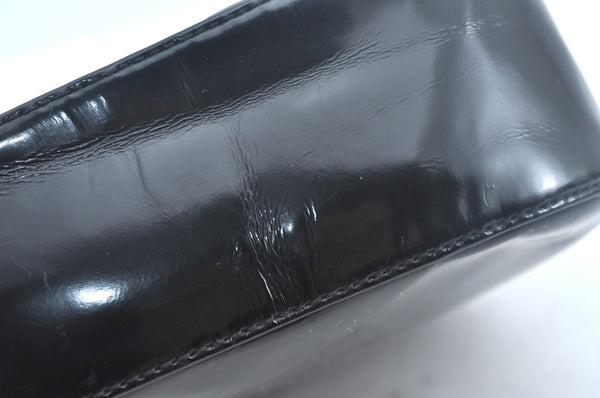 Authentic GUCCI Hand Bag Purse Enamel Black L0027