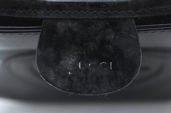 Authentic GUCCI Hand Bag Purse Enamel Black L0027