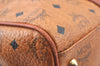 Authentic MCM Visetos Leather Vintage Travel Boston Bag Brown L0030