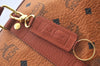 Authentic MCM Visetos Leather Vintage Travel Boston Bag Brown L0030