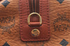 Authentic MCM Visetos Leather Vintage Travel Boston Bag Brown L0030