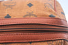 Authentic MCM Visetos Leather Vintage Travel Boston Bag Brown L0030